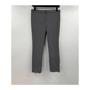 Theory Black & White Plaid Mid Rise Slim Leg Ankle Pant Size 2